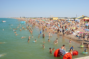 Image showing Many People Relaxing On The Beach