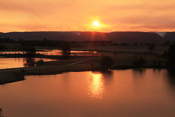 Image showing Sunset over Penrith Lakes