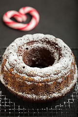 Image showing Chocolate cake and candy heart