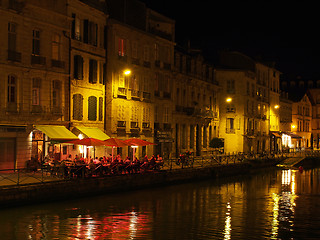 Image showing Bayonne, october 2013, Nive riverside at night, France