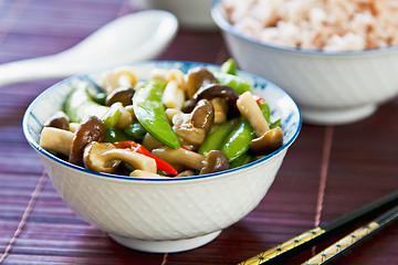 Image showing Stirred fried pea with mushroom