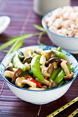 Image showing Stirred fried pea with mushroom