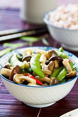 Image showing Stirred fried pea with mushroom