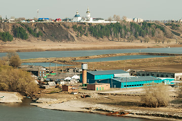 Image showing View at Abalak Znamensky monastery and fish plant