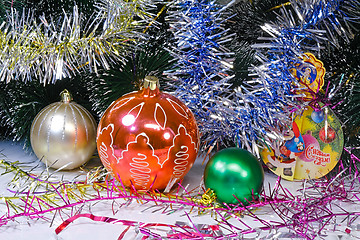 Image showing Beautiful decorations for the Christmas tree