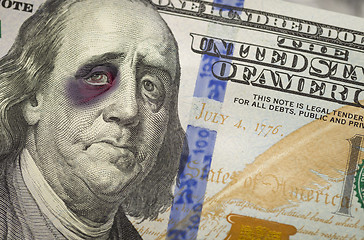 Image showing Black Eyed Ben Franklin on New One Hundred Dollar Bill