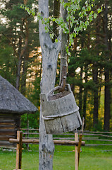 Image showing Old wooden well, close up
