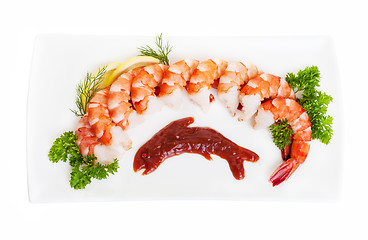 Image showing Tiger shrimp platter