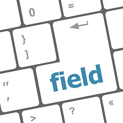 Image showing field word on keyboard key, notebook computer button