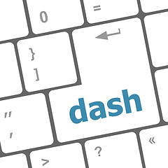 Image showing dash word on keyboard key, notebook computer button