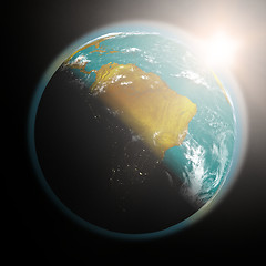 Image showing Sunrise over South America