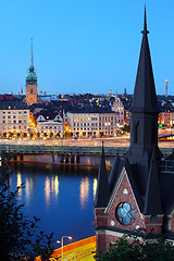 Image showing Night view of Stockholm old city