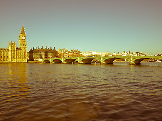 Image showing Retro looking Westminster Bridge, London