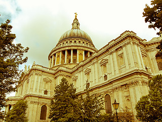 Image showing Retro looking St Paul Cathedral, London