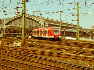 Image showing Retro looking Trains in station