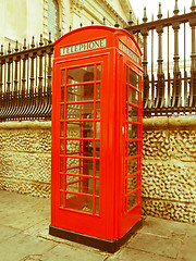 Image showing Retro looking London telephone box