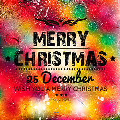 Image showing Merry Christmas card on grunge paper