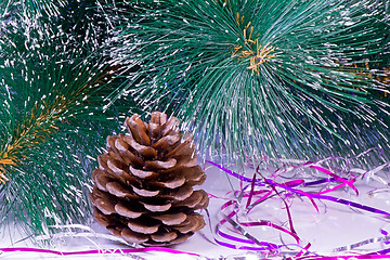 Image showing Decoration for the Christmas tree is a pine cone.