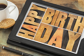 Image showing Happy birthday on digital tablet