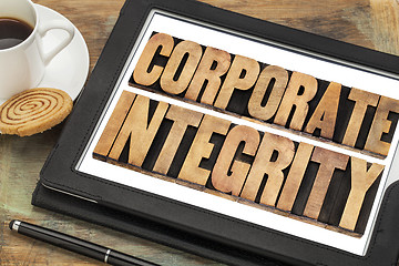 Image showing corporate integrity on digital tablet