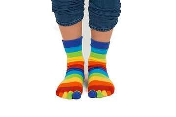 Image showing legs in striped socks