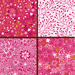 Image showing Set of four colorful floral patterns.