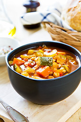 Image showing Vegetables soup with chickpea