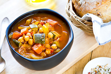 Image showing Vegetables soup with chickpea