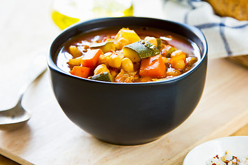 Image showing Vegetables soup with chickpea