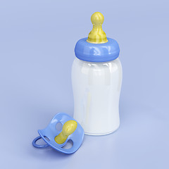 Image showing Milk bottle and pacifier