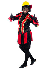 Image showing Zwarte Piet acting as a builder