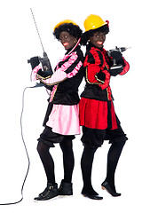 Image showing Zwarte Piet acting as a builder