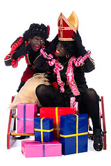 Image showing Portrait of Zwarte Piet with presents