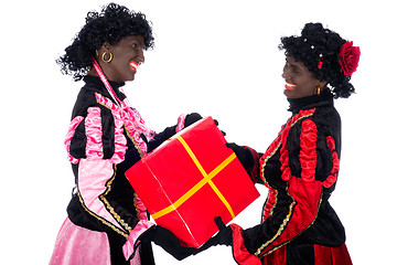 Image showing Portrait of Zwarte Piet with presents