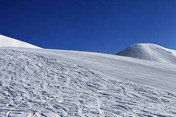 Image showing Ski slope and blue clear sky in nice day