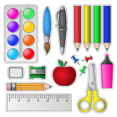 Image showing Set of School Tools and Supplies