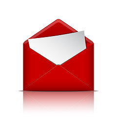 Image showing Red open envelope with paper.