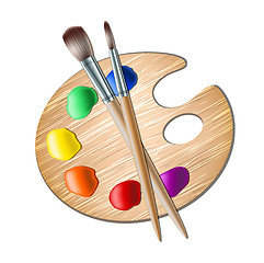Image showing Art palette with paint brush for drawing
