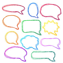 Image showing Hand-drawn, colorful speech bubbles