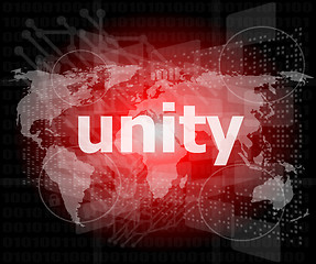 Image showing unity text on digital touch screen - business concept