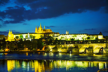 Image showing Overview of old Prague from Charles bridge side