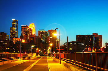 Image showing Downtown Minneapolis, Minnesota at night time