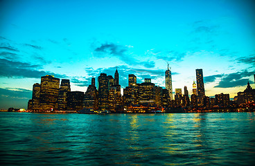 Image showing New York City cityscape at sunset