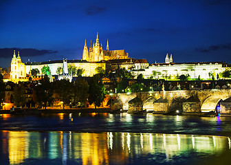 Image showing Overview of old Prague from Charles bridge side