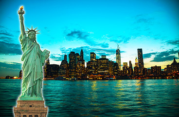 Image showing New York City cityscape at sunset