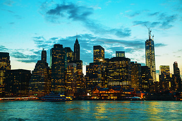 Image showing New York City cityscape at sunset