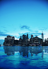 Image showing New York City cityscape at sunset