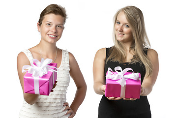 Image showing Two women with presents