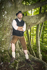 Image showing Man with traditional costume in forest