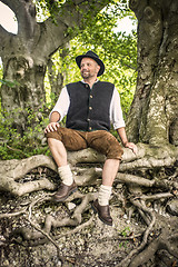 Image showing Sitting traditional Bavarian man